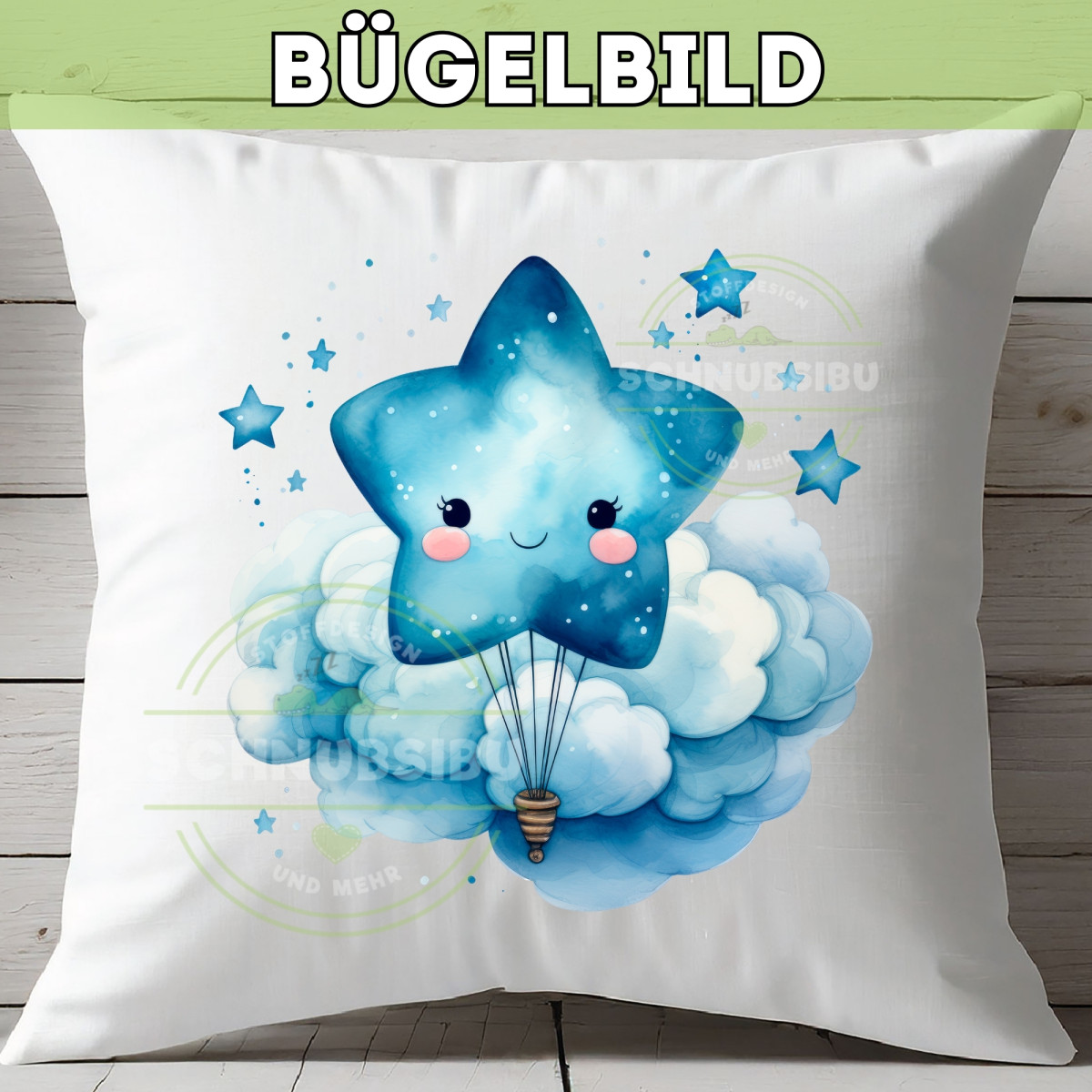 Bügelbild Stern blau